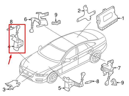17-20 Jaguar XE R-Dynamic S Front RH Ride Height Lever Sensor GX73-3C280-CA OEM - Alshned Auto Parts