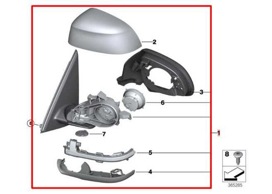 2014-2018 BMW X5 xDrive35i Driver Left Side Rear View Mirror 51-16-7-364-041 OEM - Alshned Auto Parts