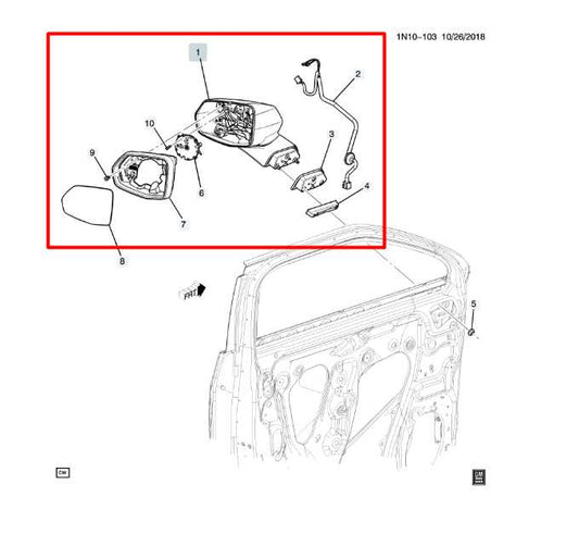 2019-24 Chevrolet Blazer 2LT 2.0L Passenger Right Side Rear View Mirror 84698487 - Alshned Auto Parts