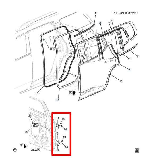 2017-23 GMC Acadia SLT-1 Rear Left Door Hinge Upper and Lower Pair 20986575 OEM - Alshned Auto Parts