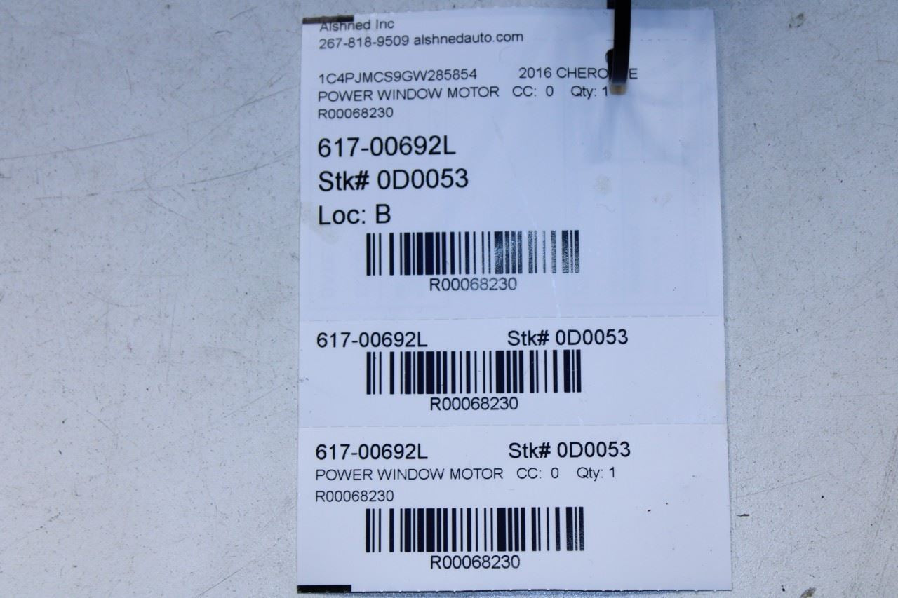 2014-23 Jeep Cherokee 75th Anniversary RR LH Door Power Window Motor 68079285AB - Alshned Auto Parts