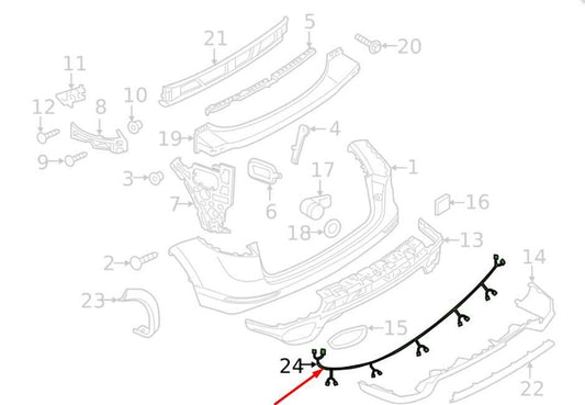 2011-2018 Porsche Cayenne S Rear Bumper Wire Harness w/ Park Sensors 7P5971104 - Alshned Auto Parts