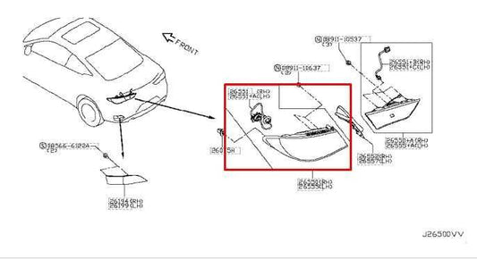 17-20 Infiniti Q60 Luxe Rear Left Driver Side Outer Tail Light Lamp 26555-5CA0A - Alshned Auto Parts