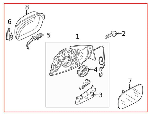 2009-16 Audi A4 Quattro Driver Left Side Rear View Mirror 8K1-857-409-J-01C OEM - Alshned Auto Parts
