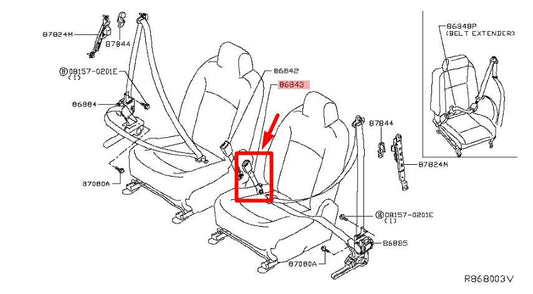 2014-19 Nissan Rogue SV Front Driver Left Side Seat Belt Buckle 86842-4BA3A OEM - Alshned Auto Parts