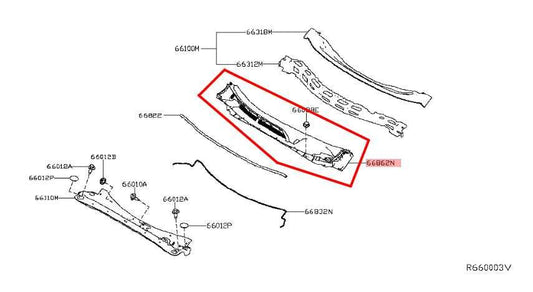 15-24 Nissan Murano Platinum 3.5L Front Windshield Cowl Vent Grille Cover Panel - Alshned Auto Parts