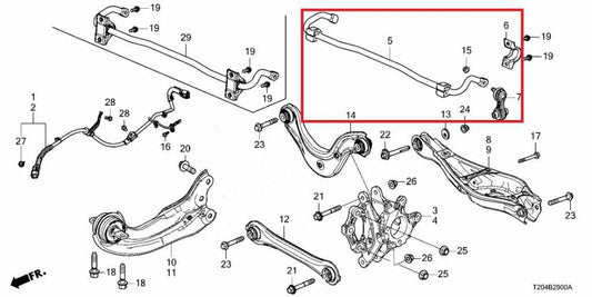 22-26 Honda Civic Sport 2.0L FWD Rear Suspension Stabilizer Sway Bar 52330T20A0 - Alshned Auto Parts