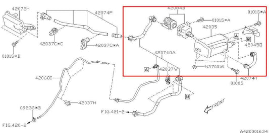 17-19 Subaru Legacy 2.5L AWD Fuel Vapor Evaporator Emission Canister 42035AL05A - Alshned Auto Parts