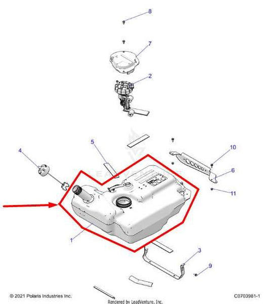 2024-2025 Polaris RZR XP 1000 Ultimate 999cc Fuel Tank 2637709 OEM - Alshned Auto Parts