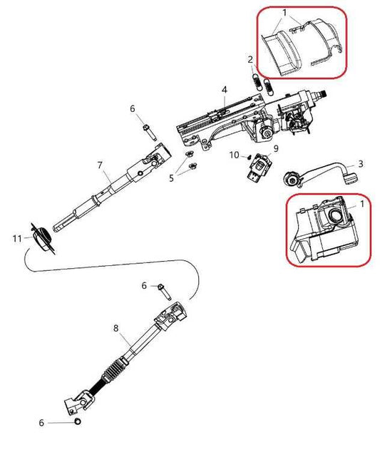 2011-2016 Jeep Wrangler Sport 2dr Steering Column Shroud Cover 1FR69TRMAA OEM - Alshned Auto Parts