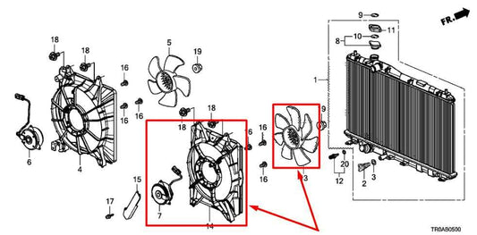 2012-15 Honda Civic 2.4L RH Side Condenser Cooling Fan Motor Assy 38615-RX0-A01 - Alshned Auto Parts