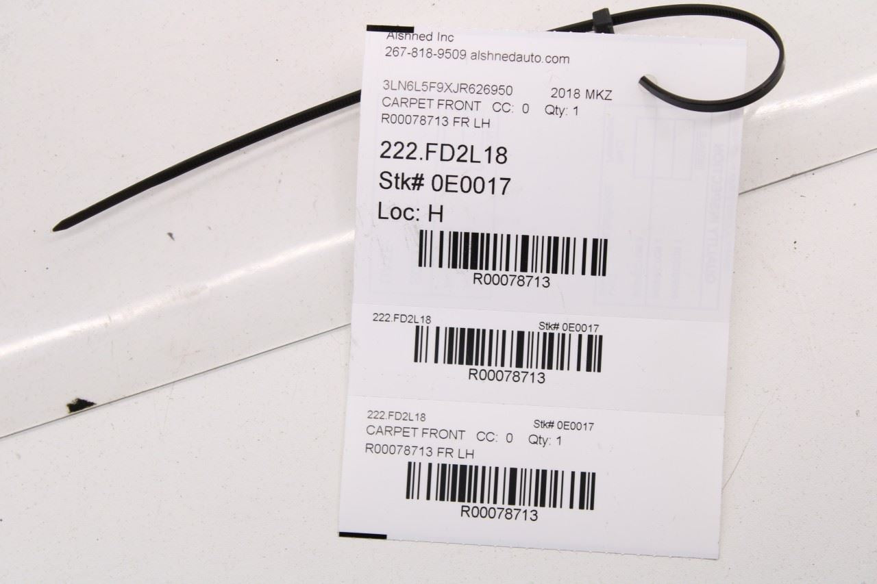 17-20 Lincoln MKZ Reserve 2.0L AWD Front Driver Left Side Floor Carpet Liner Mat - Alshned Auto Parts