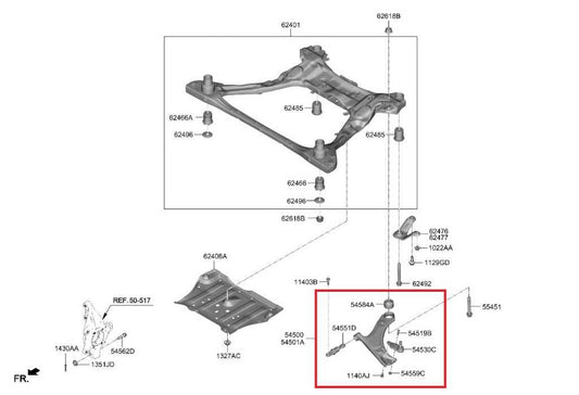 2021-25 Kia Sorento X-Line SX AWD Front Right Side Lower Control Arm 54501-P2000 - Alshned Auto Parts