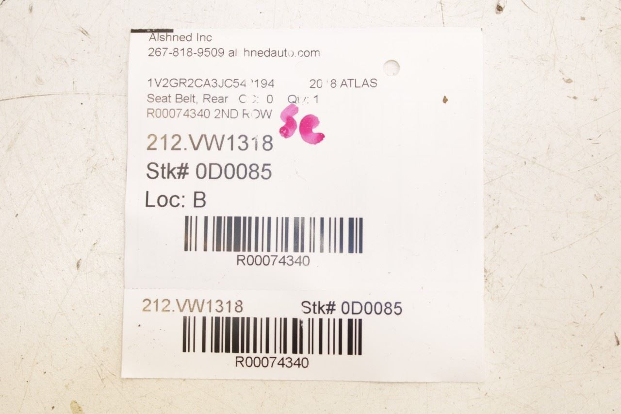 18-23 Volkswagen Atlas S Rear RH LH Side and Center 2nd Row Seat Belt Buckle Set - Alshned Auto Parts