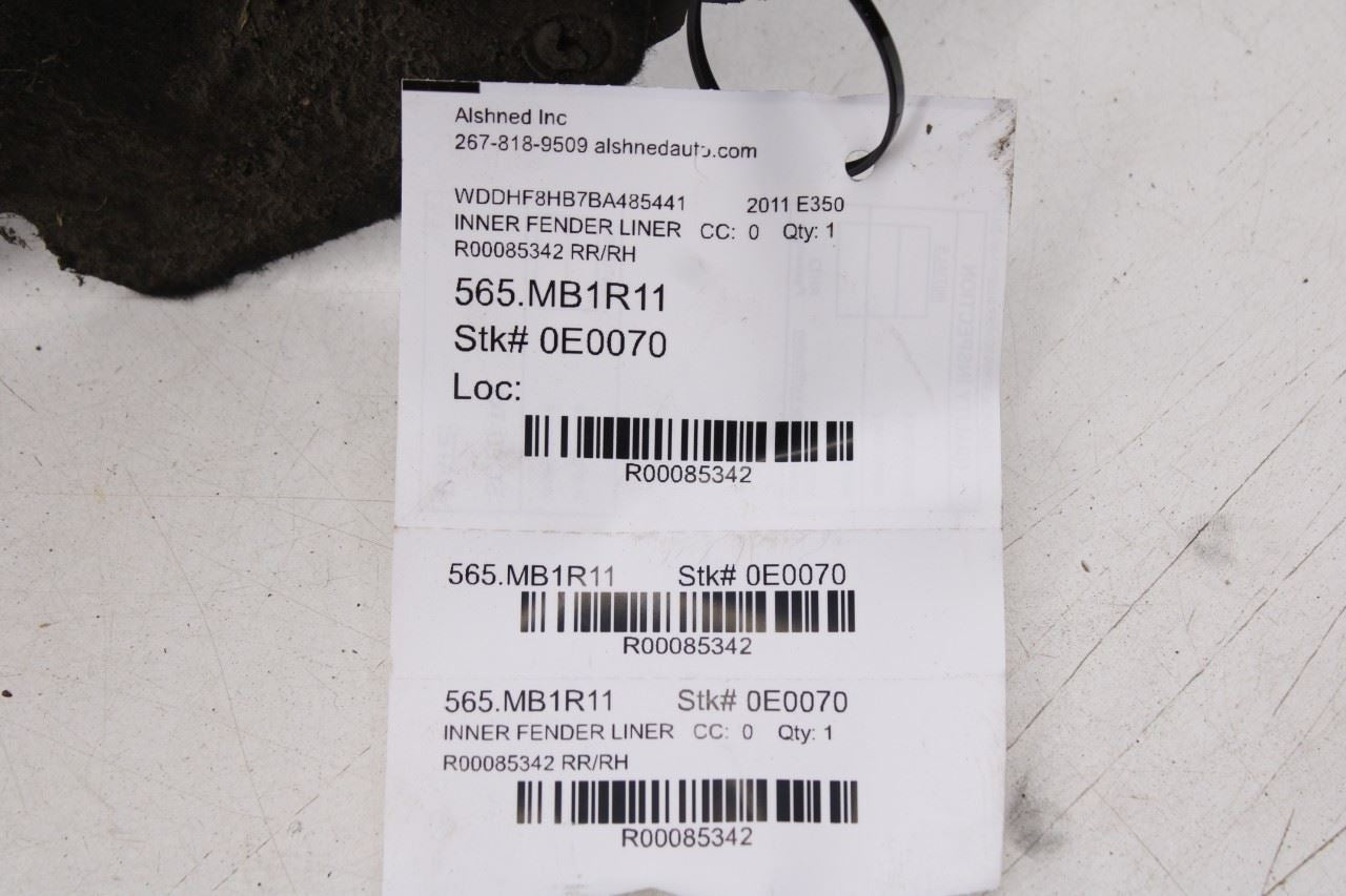 10-13 Mercedes-Benz E 350 Luxury 4Matic RR Right Wheelhouse Liner Splash Shield9