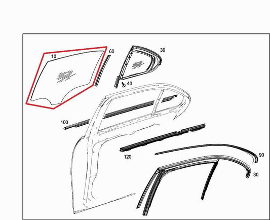 2015-2021 Mercedes-Benz C300 4Matic Rear Left Door Window Glass 2057350510 OEM - Alshned Auto Parts