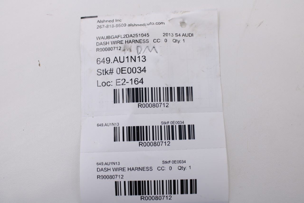 2013 Audi S4 Premium Plus Dash Instrument Panel Wire Harness 8K1971315C *ReaD*15