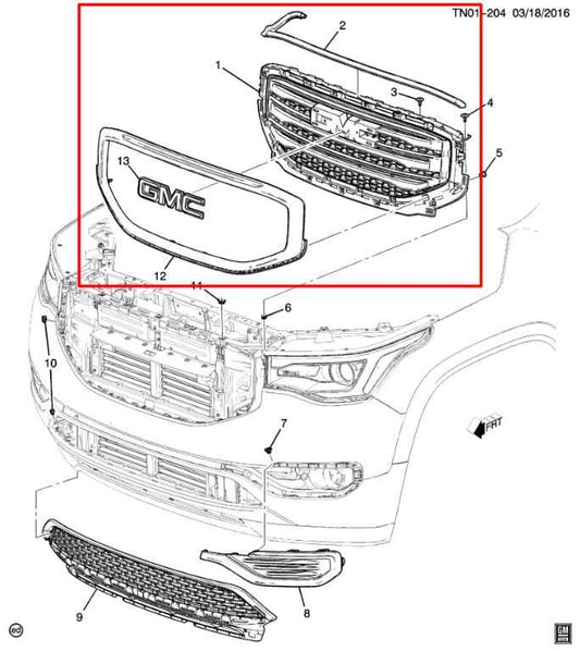 2017-19 GMC Acadia SLT-1 3.6L Front Radiator Upper Grille Assembly Chrome *ReaD* - Alshned Auto Parts