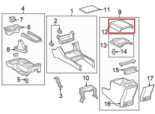 2016-23 Toyota Tacoma Limited Center Console Armrest Storage Lid 58951-04020 OEM - Alshned Auto Parts
