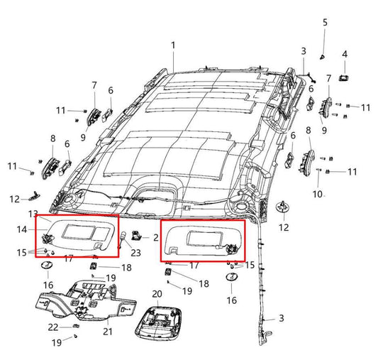 14-21 Jeep Grand Cherokee Summit Front RH LH Sun Visor Set w/ Illuminated Mirror - Alshned Auto Parts