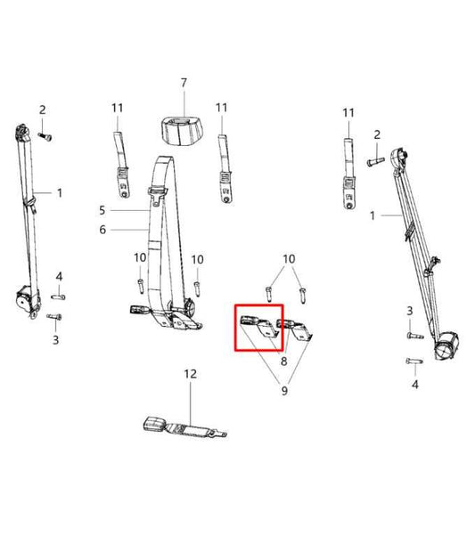 13-18 Ram 2500 Tradesman Crew Cab 6.4L 2WD Rear Center 2nd Row Seat Belt Buckle - Alshned Auto Parts