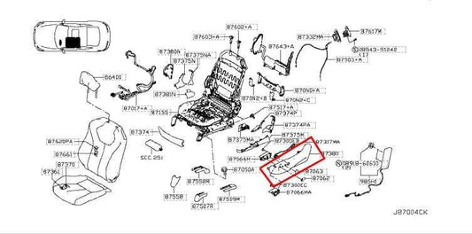 17-22 Infiniti Q60 Luxe Front Left Side Seat Outer Trim Cover Panel 87389-5CA0A - Alshned Auto Parts