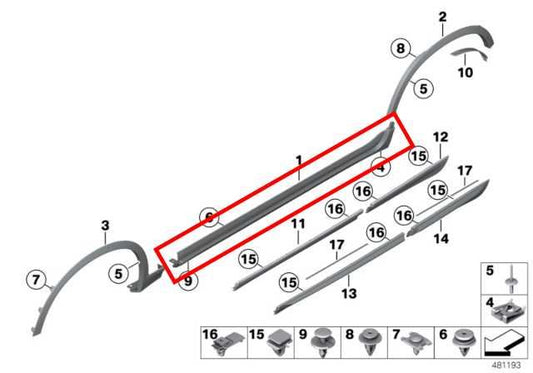 2011-2017 BMW X3 xDrive28i Right Passenger Side Rocker Panel Molding 51777210080 - Alshned Auto Parts