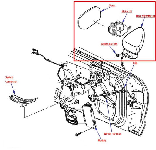 1997-2004 Chevrolet Corvette Passenger Right Side Rear View Mirror 10416056 OEM - Alshned Auto Parts