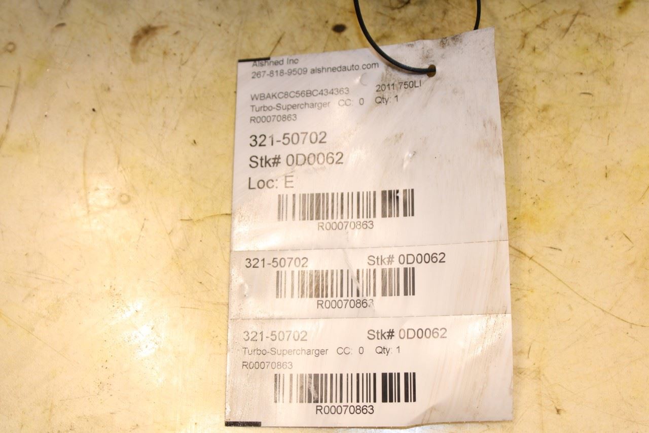 2010-2012 BMW 750Li xDrive 4.4L AWD Left Side Engine Turbocharger 115K 7576985 - Alshned Auto Parts