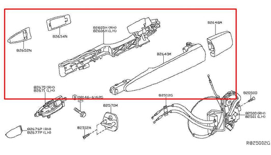 14-20 Infiniti QX60 3.5L Rear Driver Left Side Door Exterior Handle 82640-1BA0A - Alshned Auto Parts