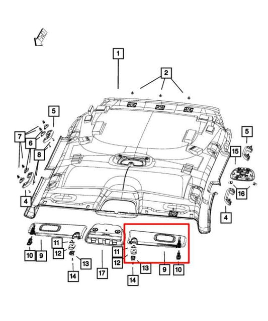 2015-18 Jeep Cherokee 75th Anniversary Front LH Sun Visor w/ Illuminated Mirror - Alshned Auto Parts