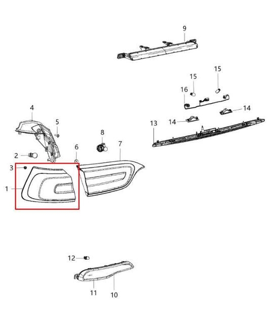 2014-18 Jeep Cherokee 75th Anniversary Rear Left Side Tail Light Lamp 68102907AF - Alshned Auto Parts