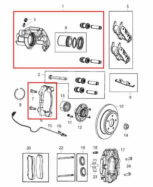 11-20 Jeep Grand Cherokee Limited 4WD Rear RH and LH Side Brake Disc Caliper Set - Alshned Auto Parts