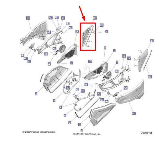 2023 Polaris RZR XP 1000 RH Passenger Side Door Bolster Cover Panel 5450756 OEM - Alshned Auto Parts