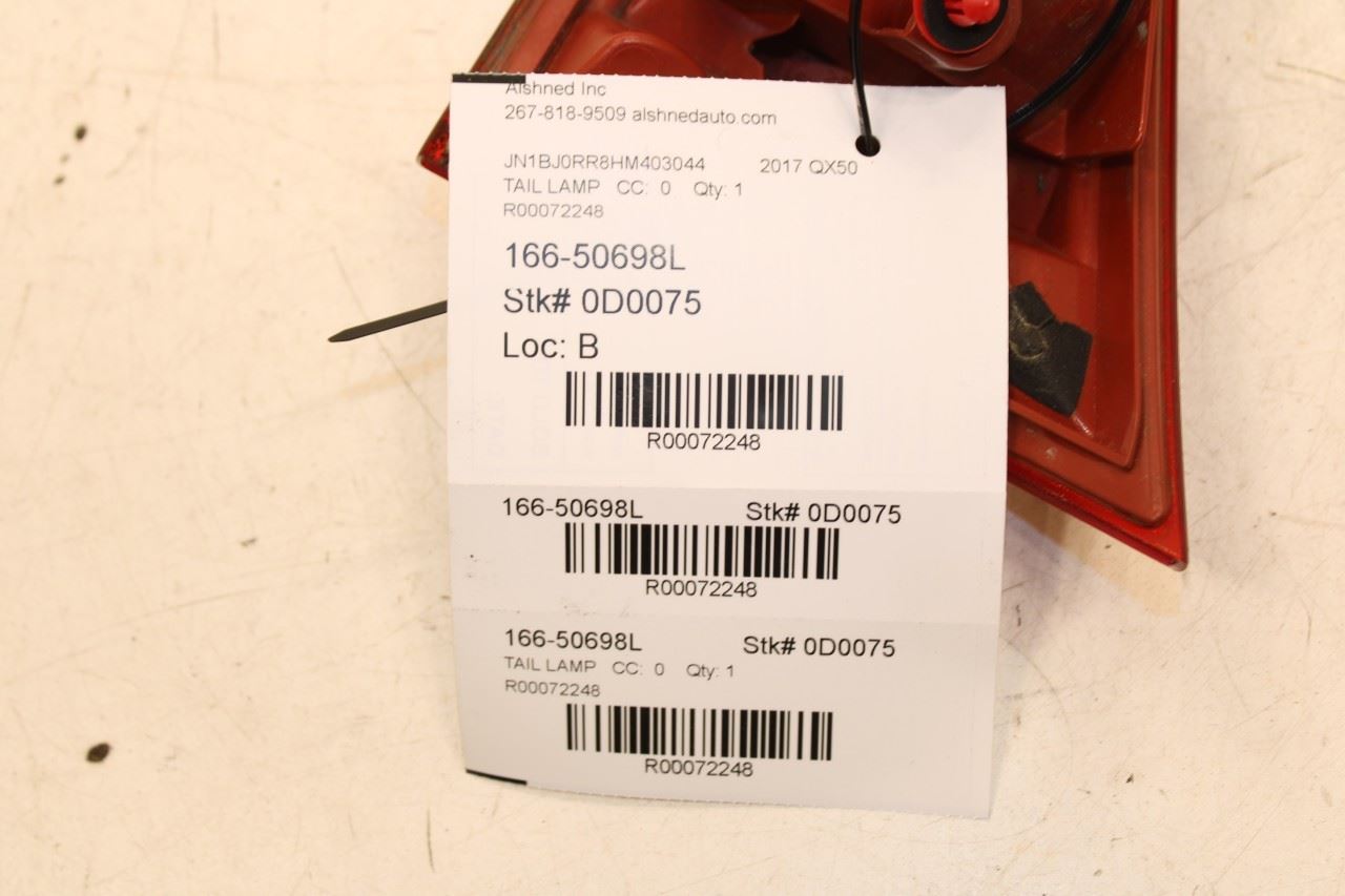 2014-2017 Infiniti QX50 Rear Left Driver Side Inner Tail Light Lamp 26545-1BA1C - Alshned Auto Parts