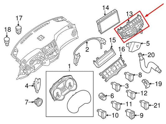 17-20 Nissan Pathfinder SV Dash AC Climate Audio Radio Control Panel 28395-9PJ0A - Alshned Auto Parts