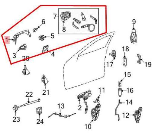 2007-11 Mercedes-Benz S550 Front LH Door Exterior Handle 221-760-09-70-9999 OEM - Alshned Auto Parts