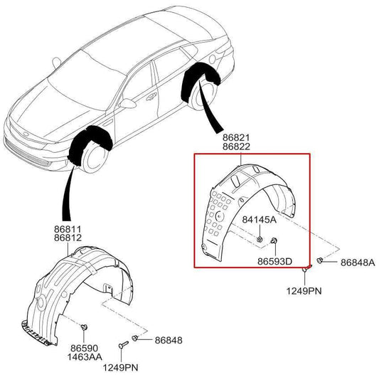 16-20 KIA Optima EX Rear Left Driver Side Wheelhouse Liner Splash Shield *ReaD* - Alshned Auto Parts
