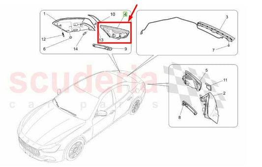 2014-2020 Maserati Ghibli Rear Right Side Inner Tail Light Lamp 670109149 OEM - Alshned Auto Parts