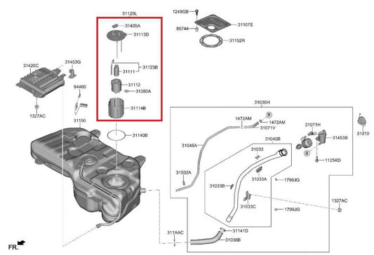 2022-2025 Hyundai Tucson SEL 2.5L In Tank Fuel Pump Assy 31110-CW000 - Alshned Auto Parts