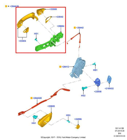 2018-22 Ford EcoSport SE 1.0L FWD Rear Passenger Right Side Door Exterior Handle - Alshned Auto Parts