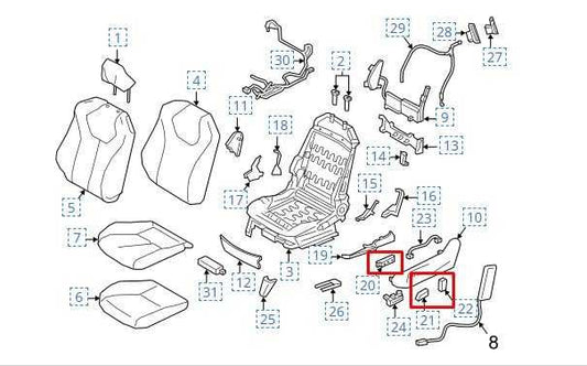 2017-2022 Infiniti Q60 Luxe Front Left Side Seat Adjustment Switch 87066-4HA0A - Alshned Auto Parts