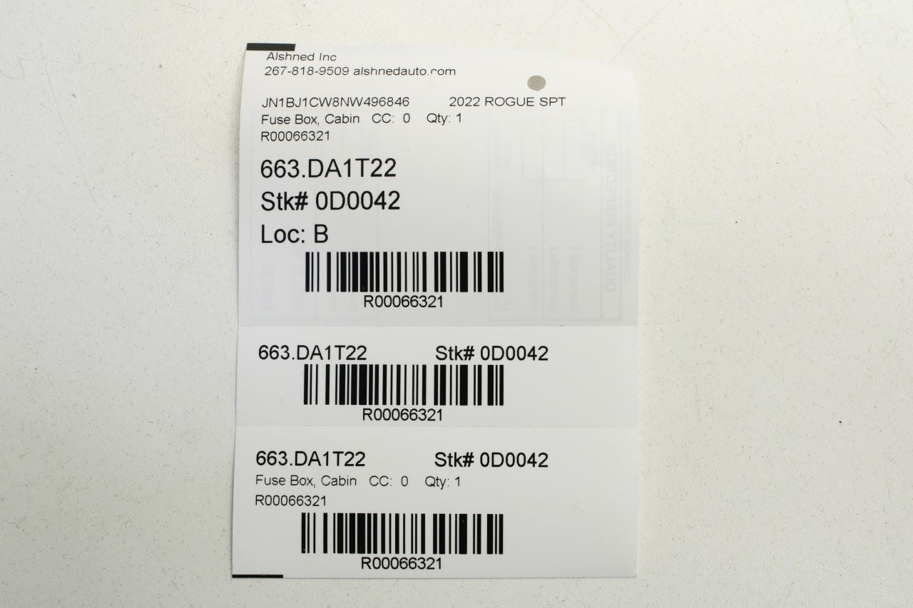 17-22 Nissan Rogue Sport SL AWD Cabin Instrument Panel Fuse Relay Junction Block - Alshned Auto Parts
