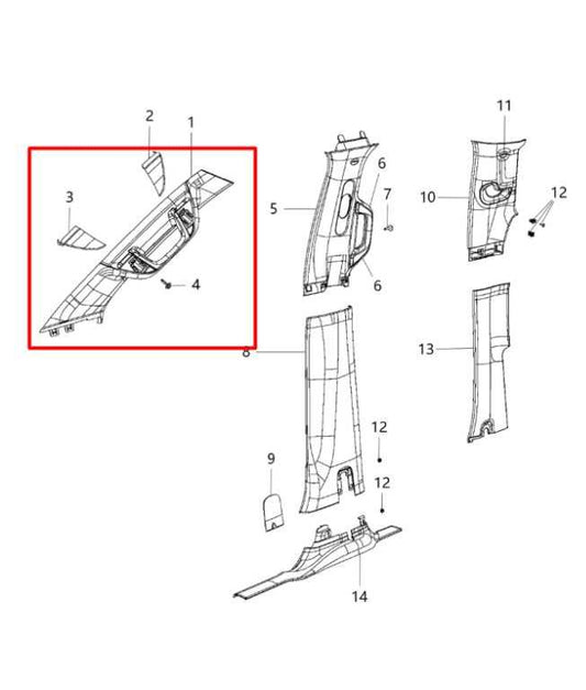 19-25 Ram 1500 Laramie 5.7L 4WD Front Driver Left Side A-Pillar Trim Cover Panel - Alshned Auto Parts
