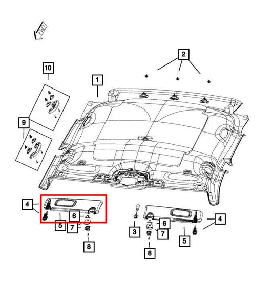 2018-2023 Jeep Compass Latitude Front Right Side Sun Visor w/ Illuminated Mirror - Alshned Auto Parts