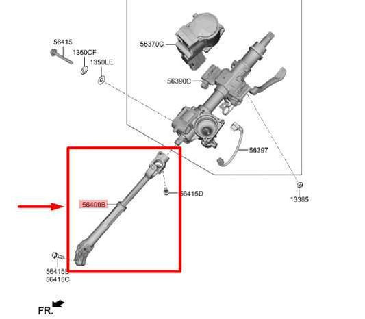 19-20 Hyundai Santa Fe AWD Steering Column Lower Intermediate Shaft 56400-S2050 - Alshned Auto Parts