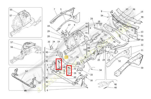 14-16 Maserati Ghibli Front Bumper Right and LH Side Support Mount Bracket Pair - Alshned Auto Parts