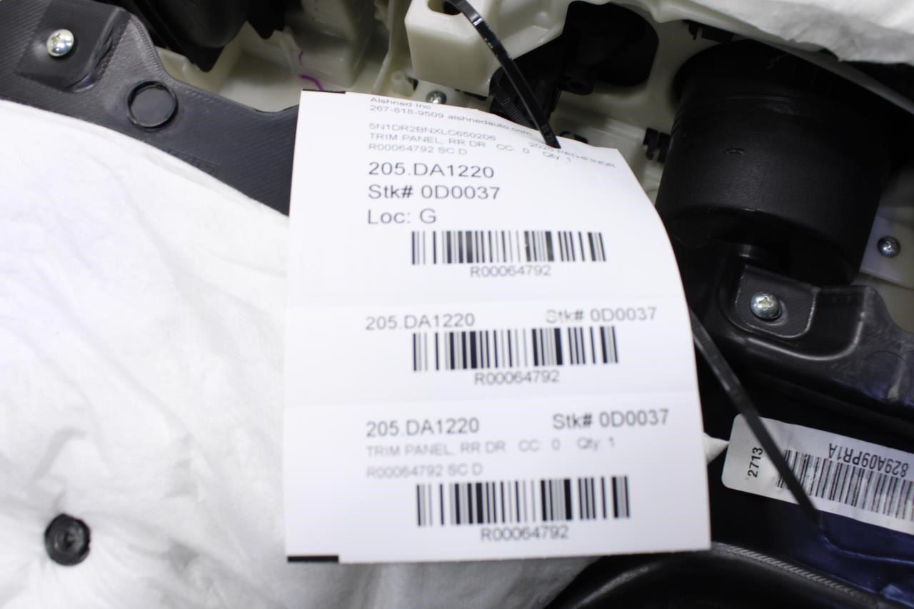 2020 Nissan Pathfinder SV Rear Right Passenger Door Trim Panel 829A0-9PR1A OEM - Alshned Auto Parts