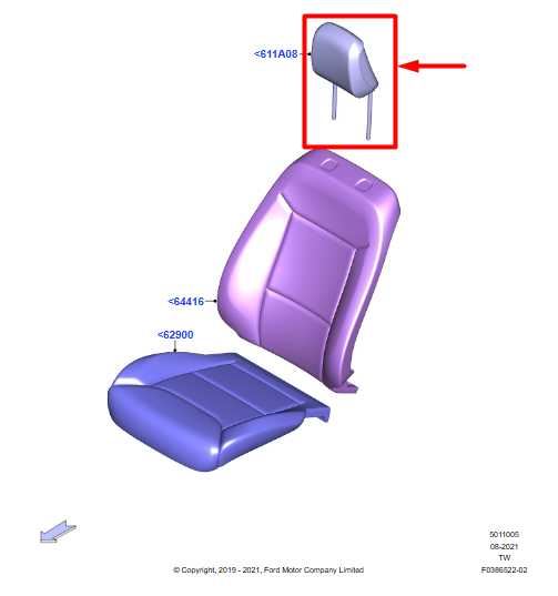 2021-2024 Ford Explorer 3.0L Front Right Side Seat Headrest LB5Z-78611A08-DB OEM - Alshned Auto Parts