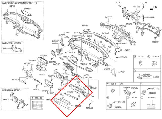 2016-2020 Kia Optima LX Glove Box Storage Compartment 84510-D5000WK OEM - Alshned Auto Parts